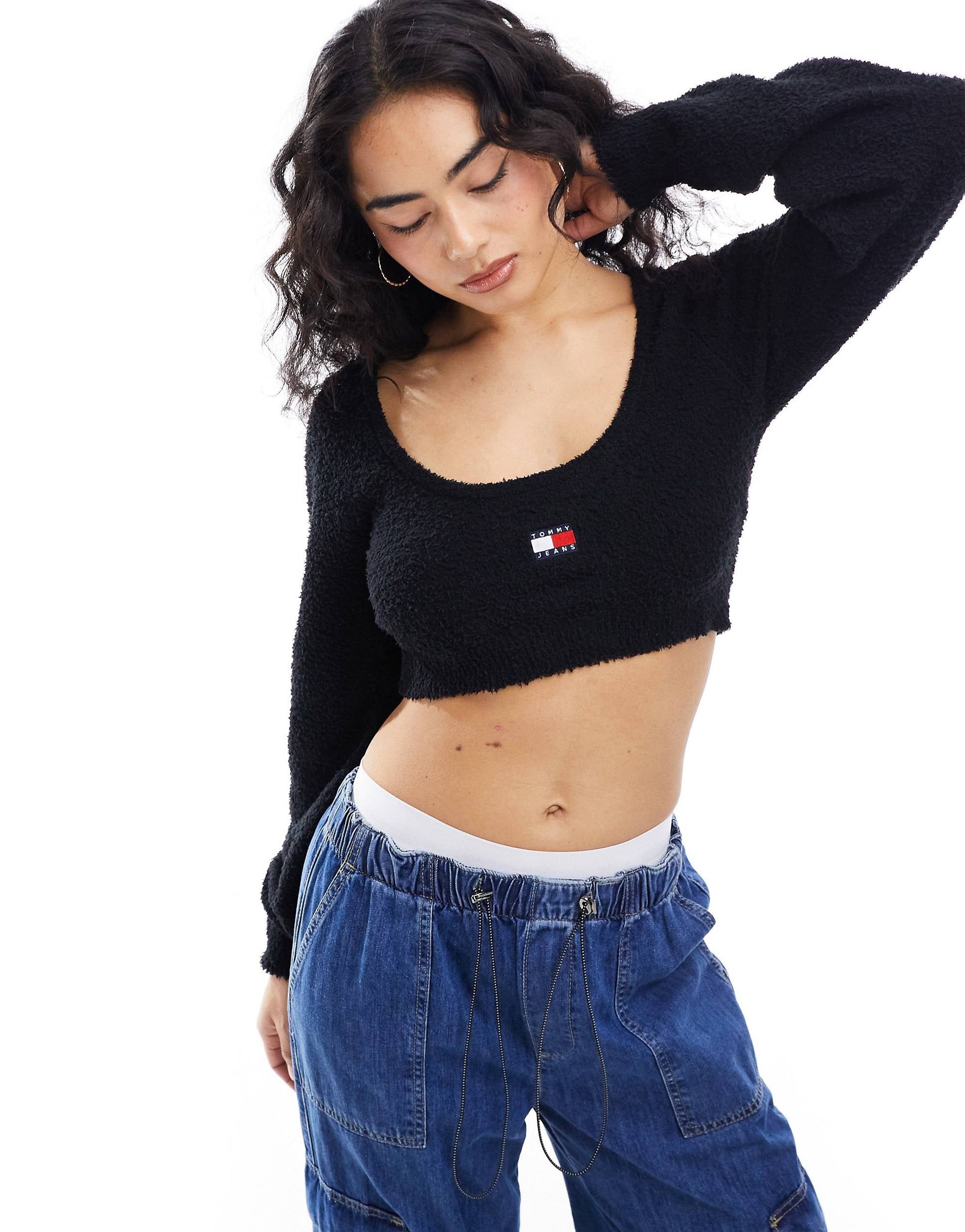 Tommy Jeans scoop neck jumper black