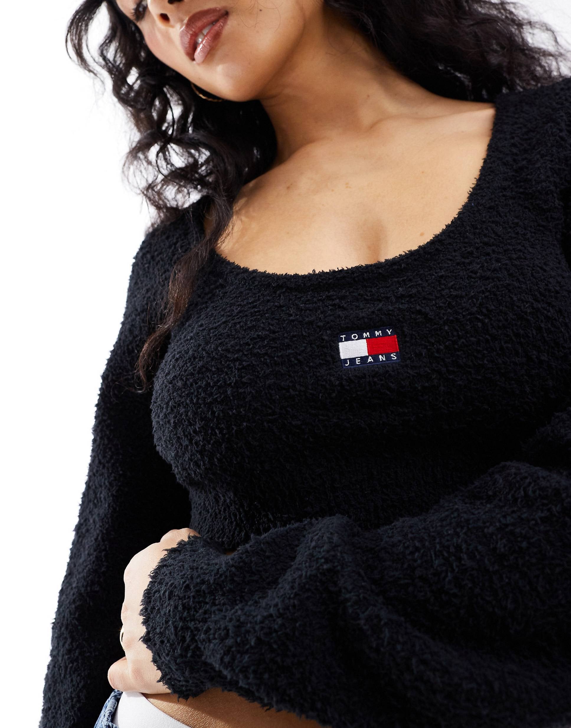 Tommy Jeans scoop neck jumper black