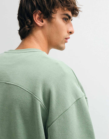DESIGN sweatshirt panel detail drawcord light green