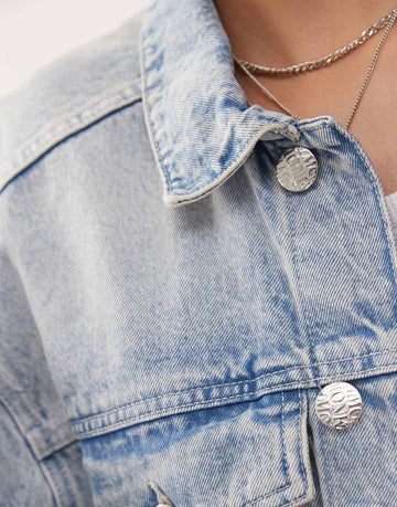 Monki oversized denim jacket light blue wash