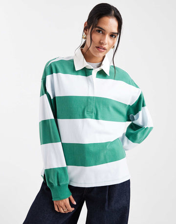 Levi's Reenie long sleeve polo shirt green stripe