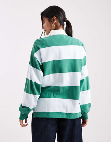 Levi's Reenie long sleeve polo shirt green stripe