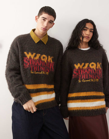Reclaimed Vintage x Stranger Things unisex oversized knit brown