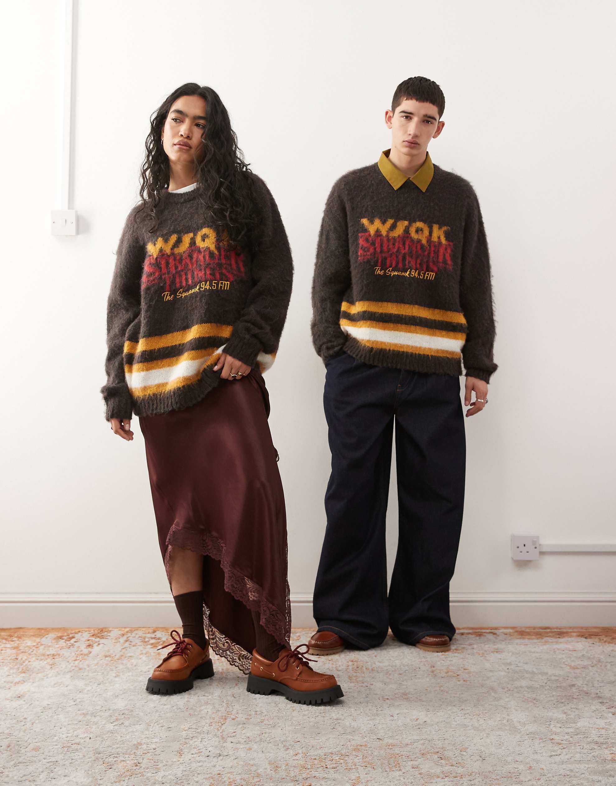 Reclaimed Vintage x Stranger Things unisex oversized knit brown