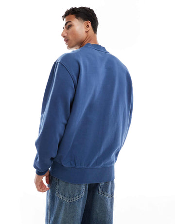 BOSS Orange We_Dye neck logo relaxed fit sweatshirt dark blue