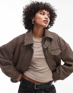 Hertiage check wool bomber jacket