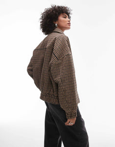 Hertiage check wool bomber jacket