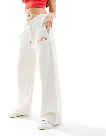 BOSS wide leg track pants off white