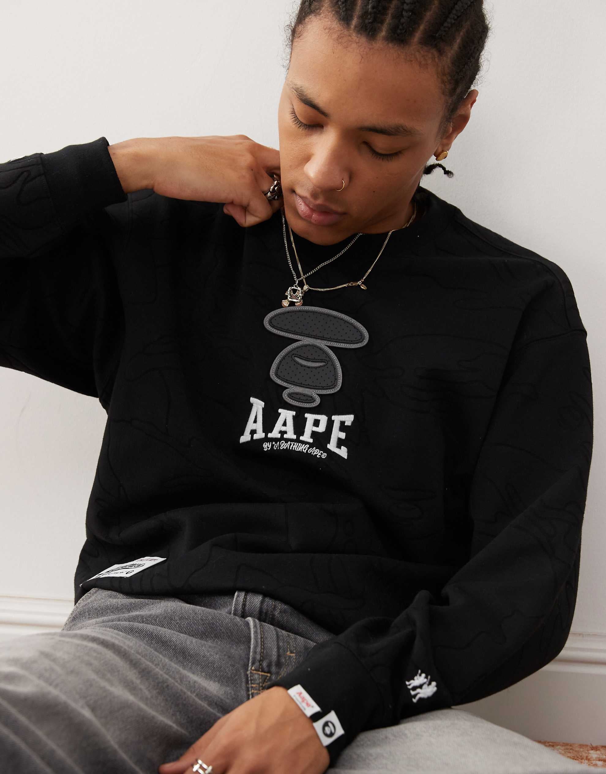 Aape By A Bathing Ape burnout camo sweatshirt black
