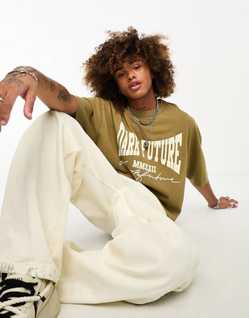 Dark Future oversized t-shirt brown