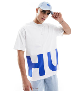 HUGO BLUE oversized logo tee white