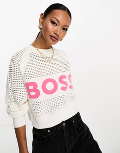 BOSS Fenniki mesh jumper open white