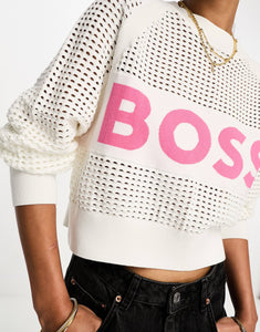 BOSS Fenniki mesh jumper open white