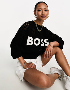 BOSS Fenniki mesh jumper black