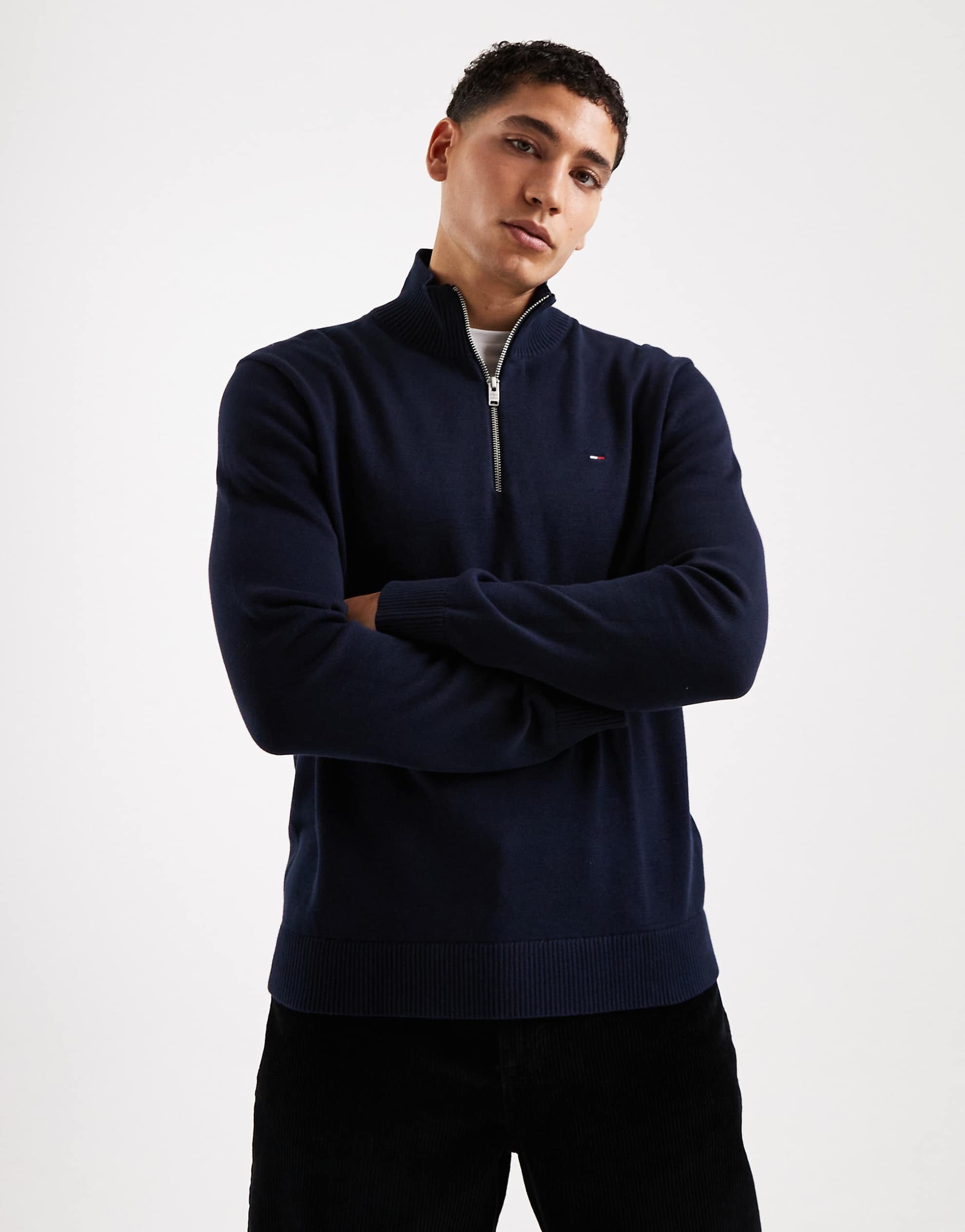 Tommy Jeans chest logo 1/4 zip jumper navy