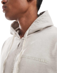 The Couture Club co-ord raw hoodie beige