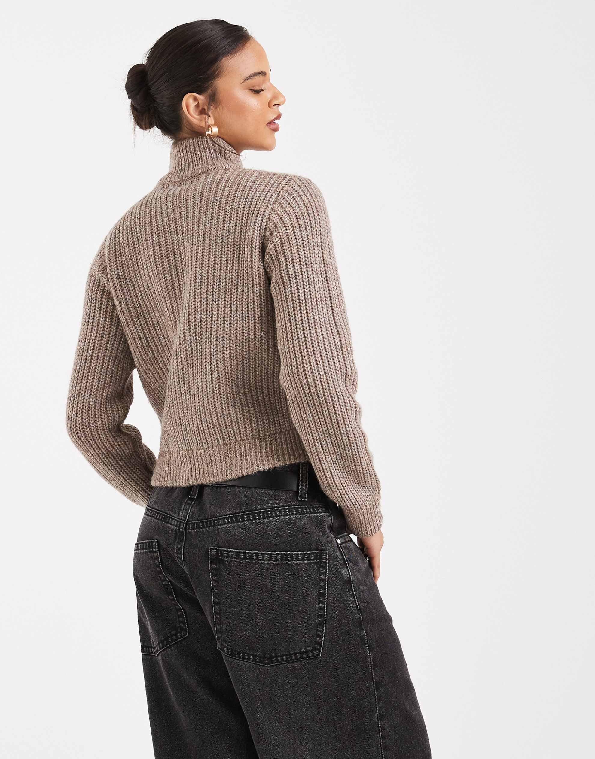 Threadbare double ended zip through bomber cardigan biscuit