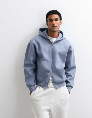 DESIGN oversized boxy hoodie scuba-style fabric blue