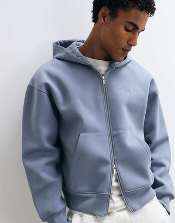 DESIGN oversized boxy hoodie scuba-style fabric blue
