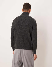 Load image into Gallery viewer, Mango wool mix salt pepper quarter zip polo top dark grey