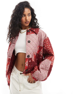 Edited patchwork quilt jacket red cherry