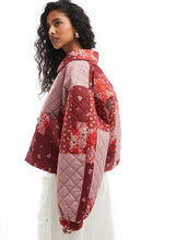 Load image into Gallery viewer, Edited patchwork quilt jacket red cherry