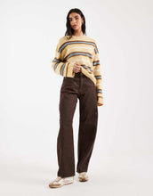 Load image into Gallery viewer, Vero Moda knitted crew neck jumper yellow multi stripe