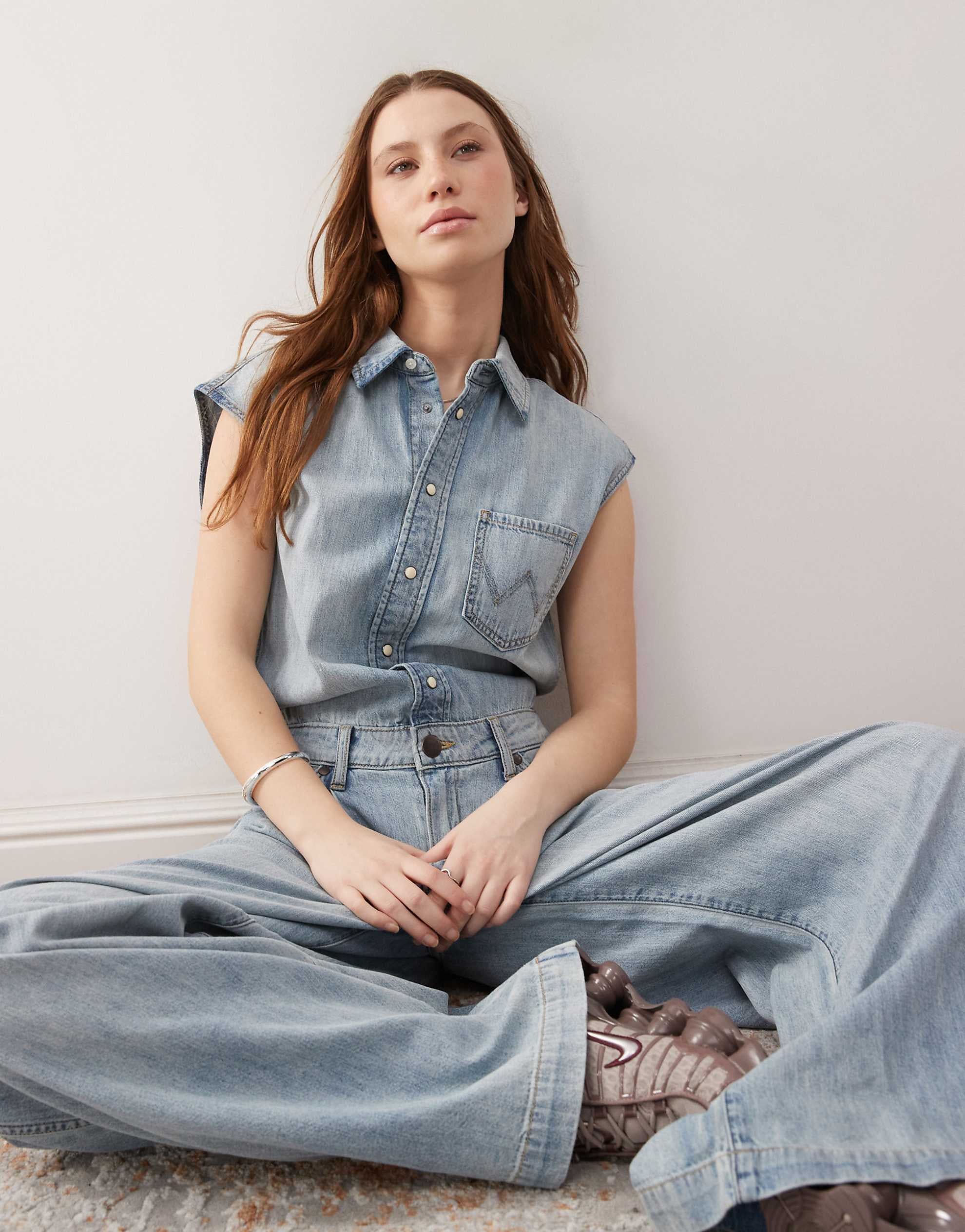 Wrangler denim jumpsuit light blue wash
