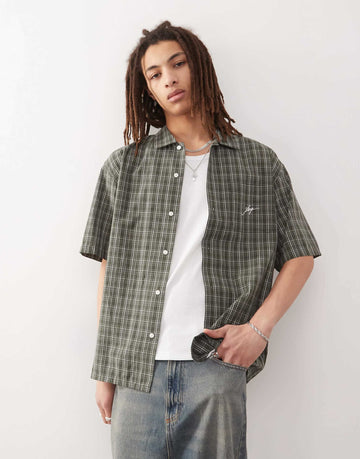 XLARGE shirt embroidered script green check