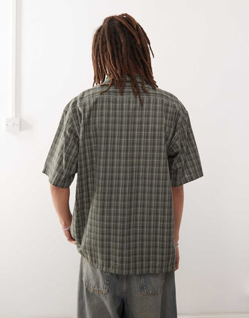 XLARGE shirt embroidered script green check