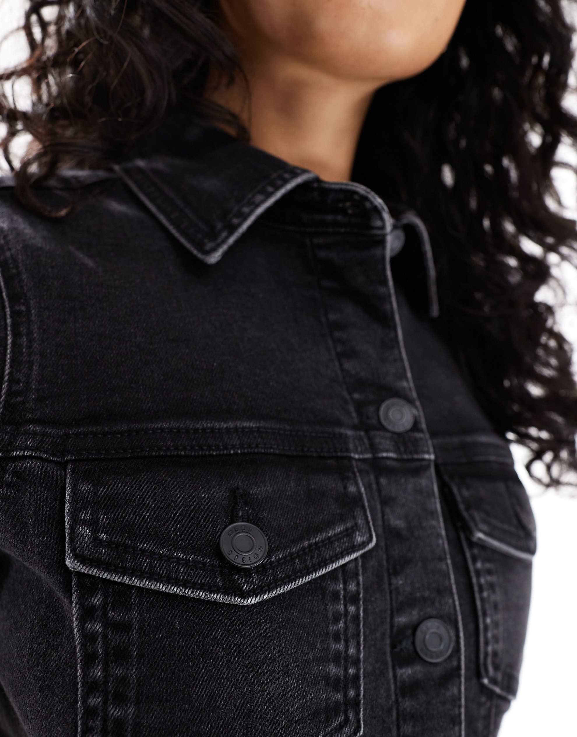 DESIGN denim fitted shirt mini dress wash black