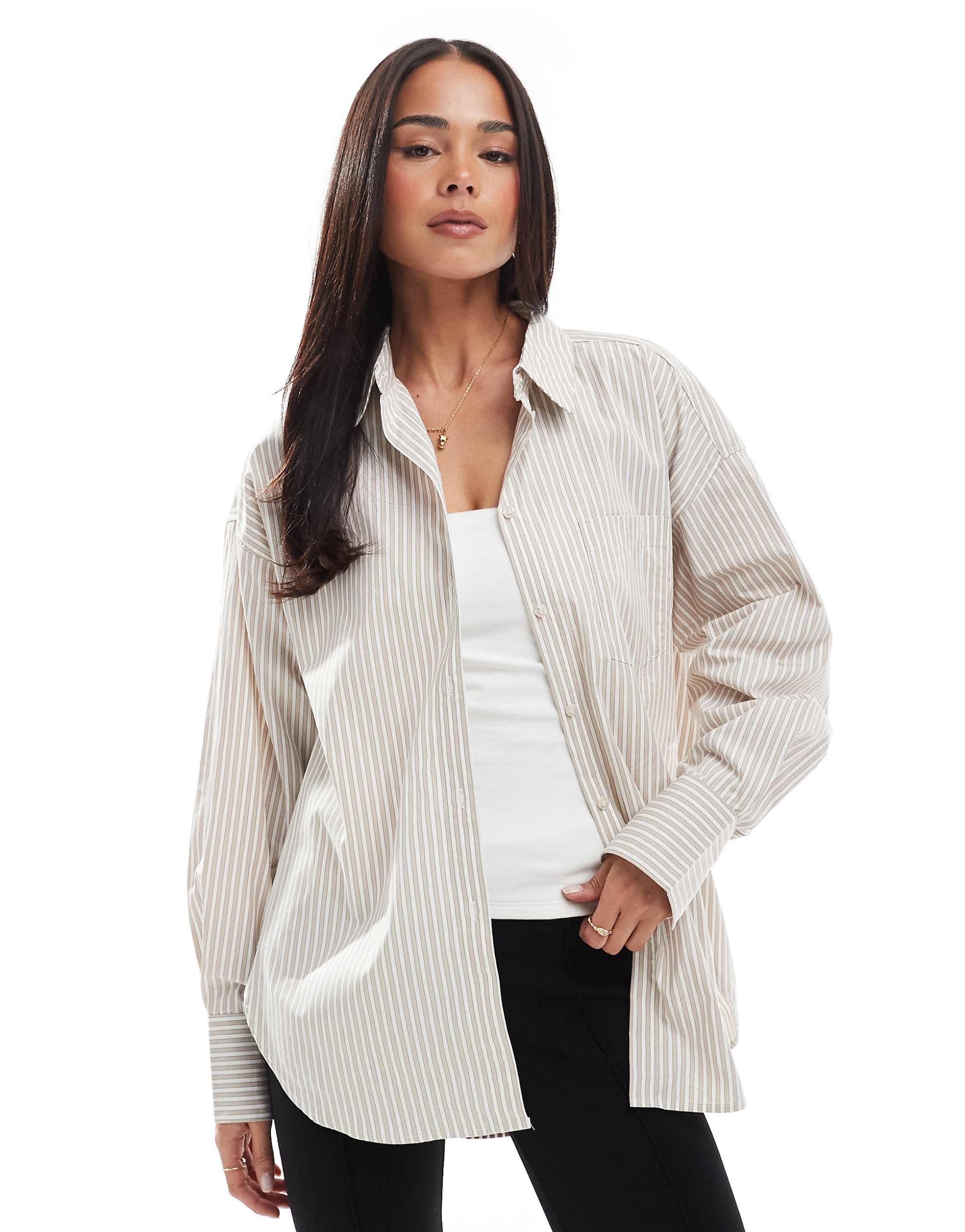 JJXX Jamie oversized shirt cream stripe