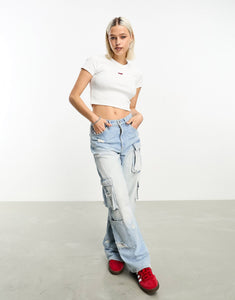 HUGO Deluisa crop t-shirt white