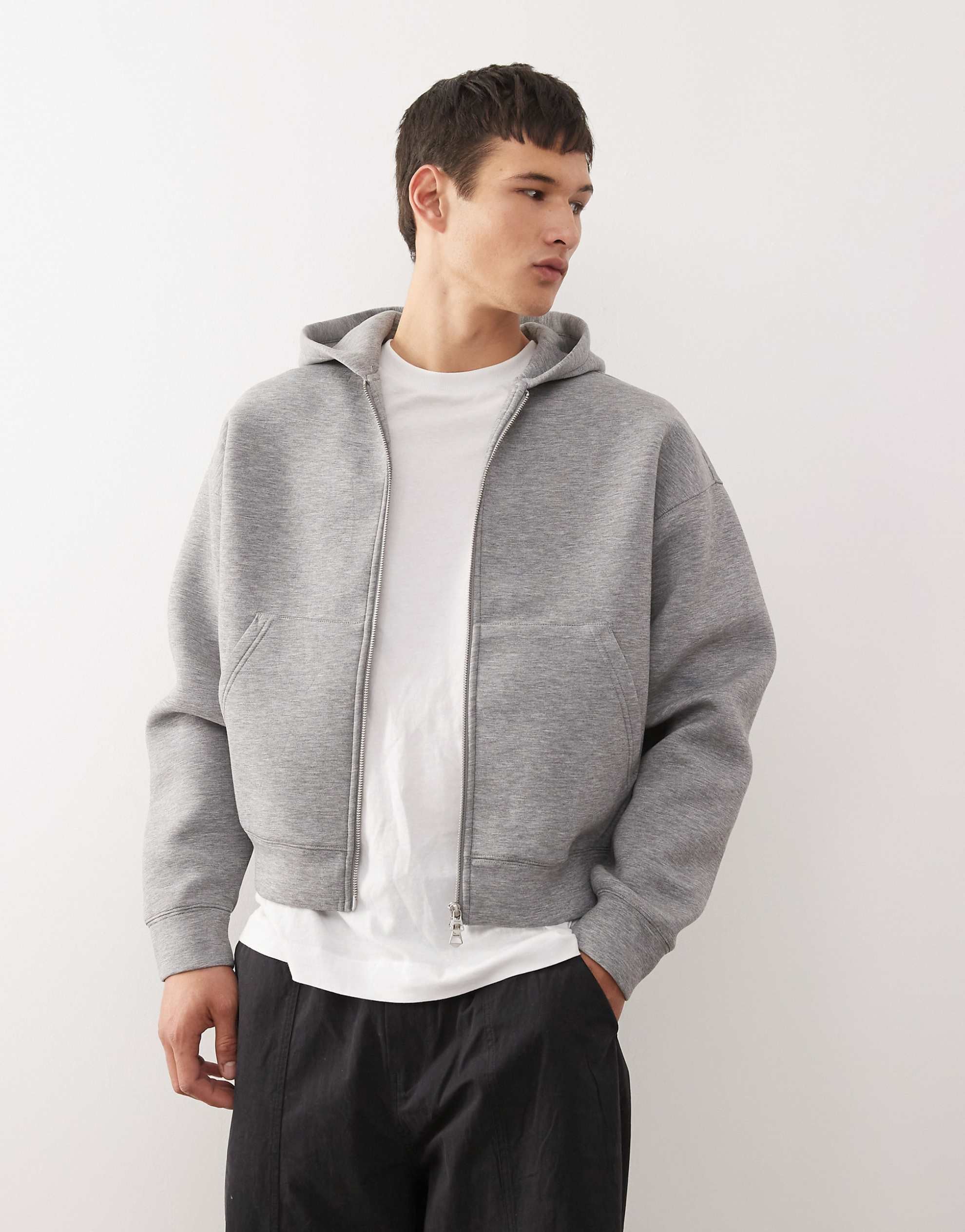 Weekday Simon scuba zip through hoodie joggers grey melange