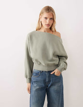Load image into Gallery viewer, Abercrombie &amp; Fitch mini slash neck sweatshirt green