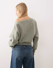 Load image into Gallery viewer, Abercrombie &amp; Fitch mini slash neck sweatshirt green