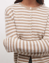 Load image into Gallery viewer, Monki compact knitted cardigan beige cream stripe