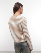 Load image into Gallery viewer, Monki compact knitted cardigan beige cream stripe