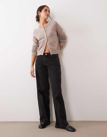 Abercrombie & Fitch knitted micro cardigan oatmeal
