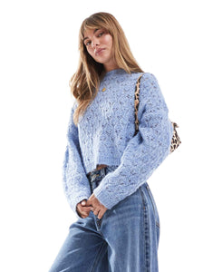 Miss Selfridge pretty pointelle stitch jumper soft blue