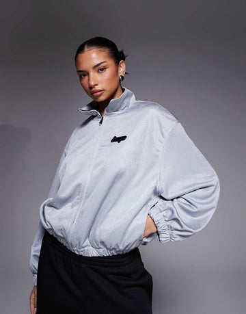 HUGO BLUE Dales logo full zip track jacket silver