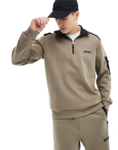 BOSS Green zip up sweatshirt beige