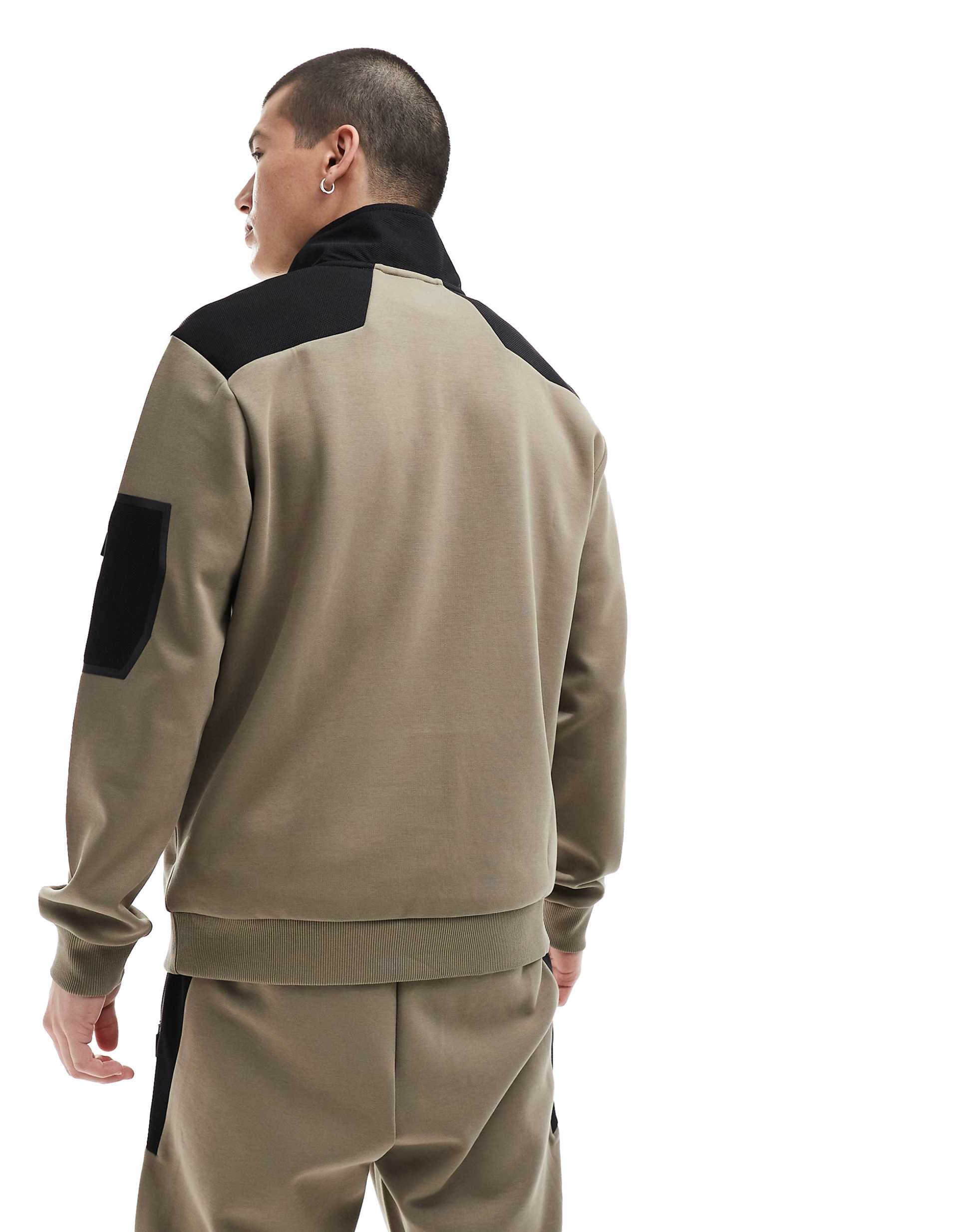 BOSS Green zip up sweatshirt beige