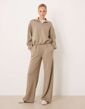 Load image into Gallery viewer, Mango Guesi quarter zip polo sweatshirt &amp; jogger co-ord beige