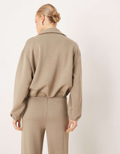 Load image into Gallery viewer, Mango Guesi quarter zip polo sweatshirt &amp; jogger co-ord beige