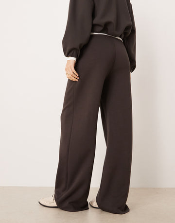 Mango Guesi quarter zip polo sweatshirt & jogger co-ord chocolate