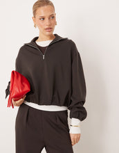 Load image into Gallery viewer, Mango Guesi quarter zip polo sweatshirt &amp; jogger co-ord chocolate