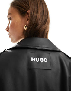 HUGO RED pu leather jacket black