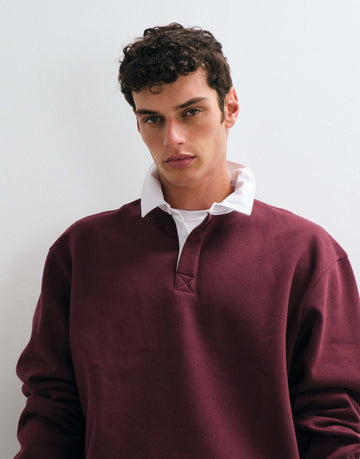 DESIGN long sleeve polo burgundy