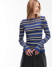 Load image into Gallery viewer, &amp; Other Stories long sleeve textured frill edge top blue stripe
